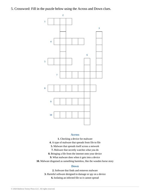 Preview of Free Sample: Lesson 4 Crossword from Cyber Elementary School: 4th Grade Skills Workbook & Lesson Quizzes