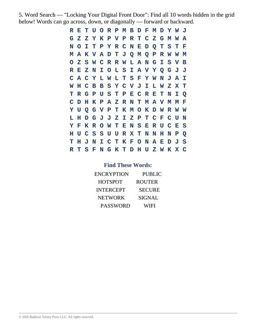 Preview of Free Sample: Lesson 5 Word Search from Cyber Elementary School: 5th Grade Skills Workbook & Lesson Quizzes