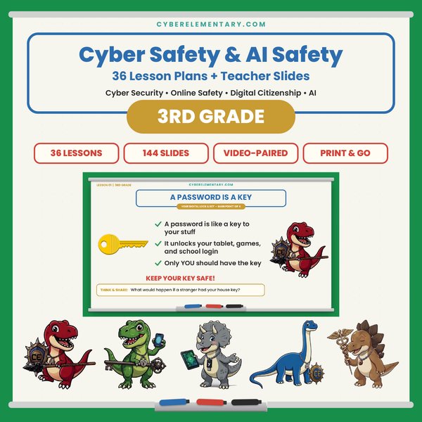 3rd Grade Cyber & AI Safety digital lessons on Teachers Pay Teachers