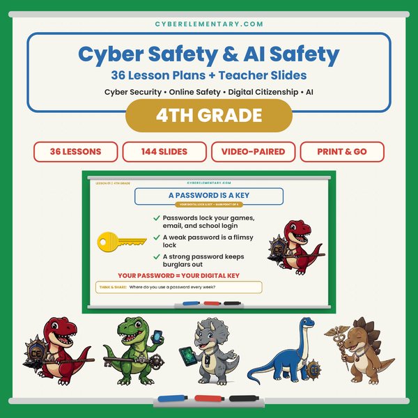 4th Grade Cyber & AI Safety digital lessons on Teachers Pay Teachers