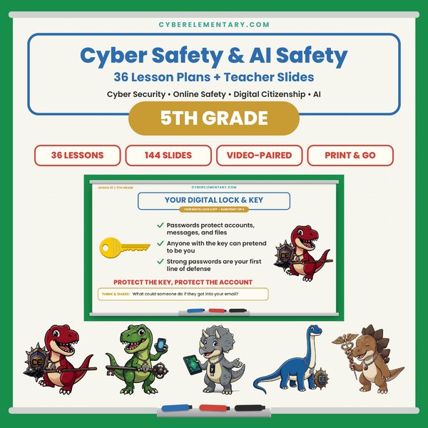 5th Grade Cyber & AI Safety digital lessons on Teachers Pay Teachers